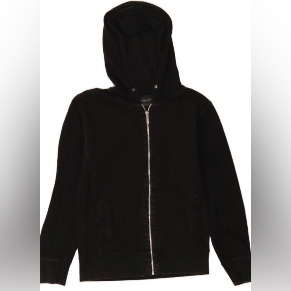 Zara Man Black Zip-Up Hoodie